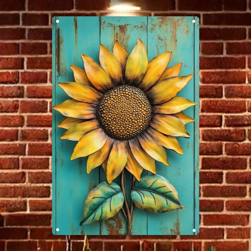 Charming Sunflower Vintage Metal Sign