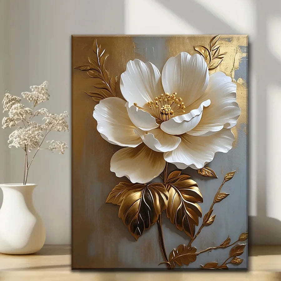 Elegant White Floral Canvas Art