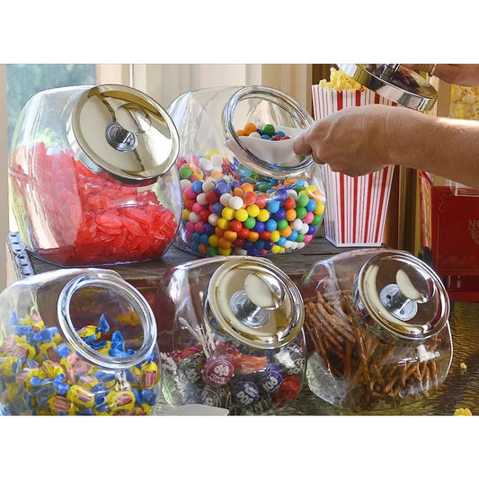 Glass Candy Jar with Silver Lid