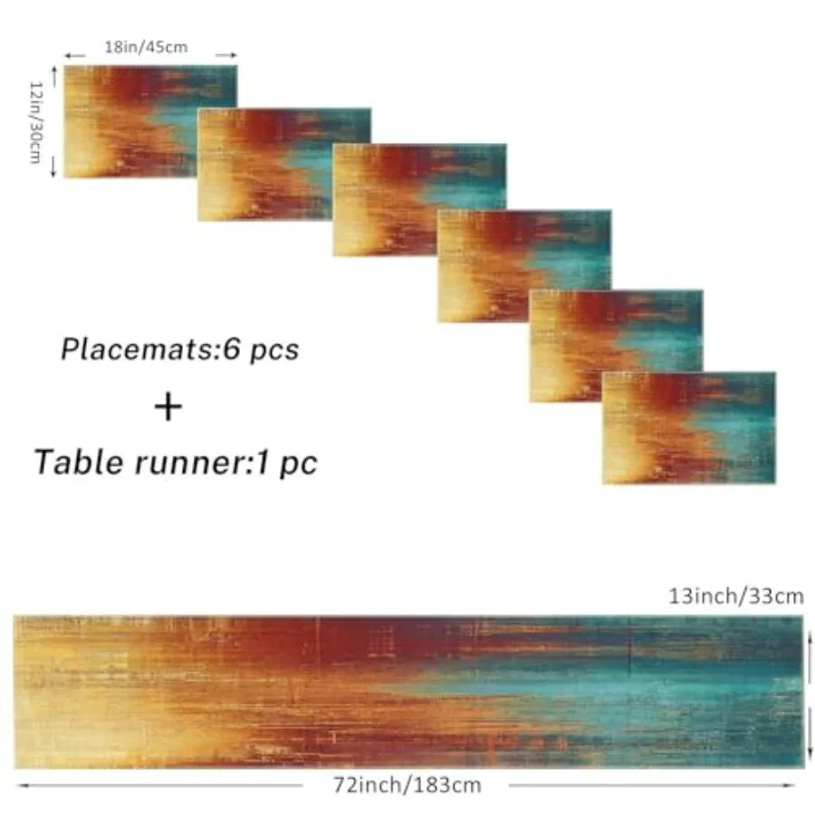 Blue Orange Table Runner Placemats