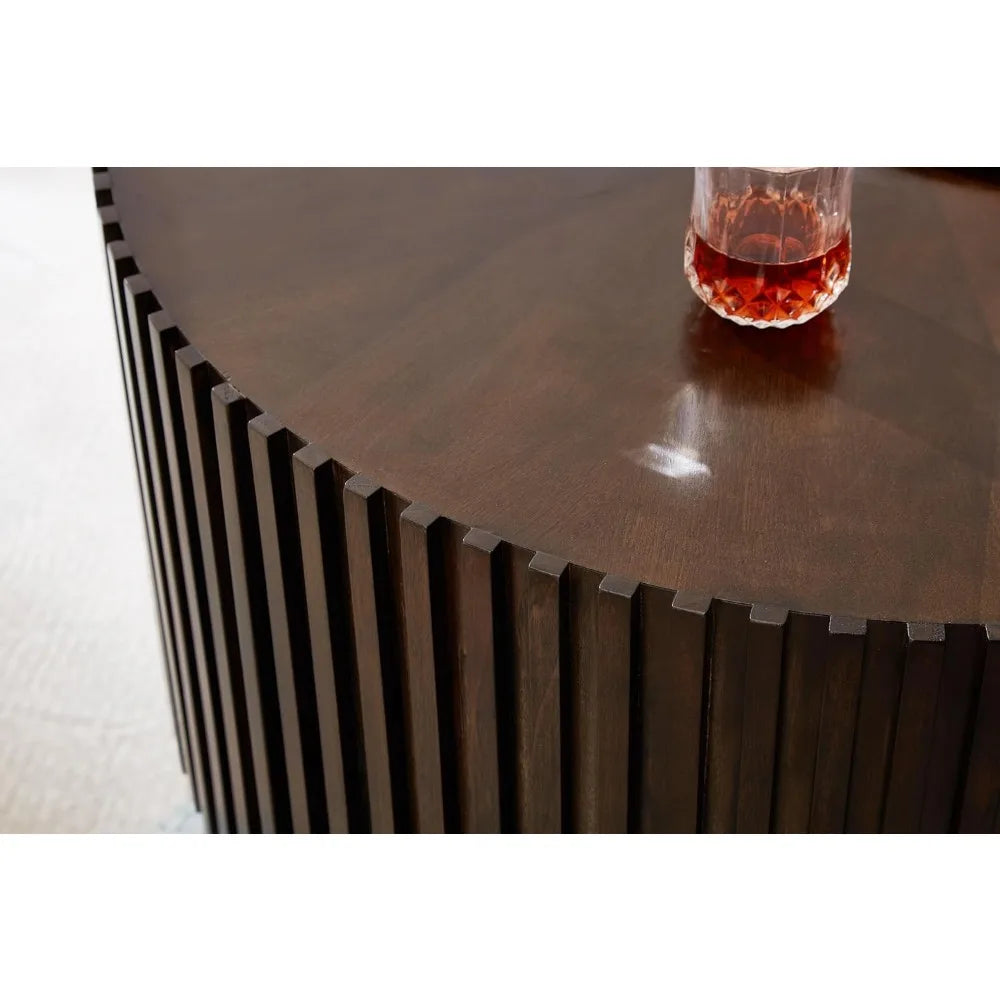 Round Wood Coffee Table for Living Room