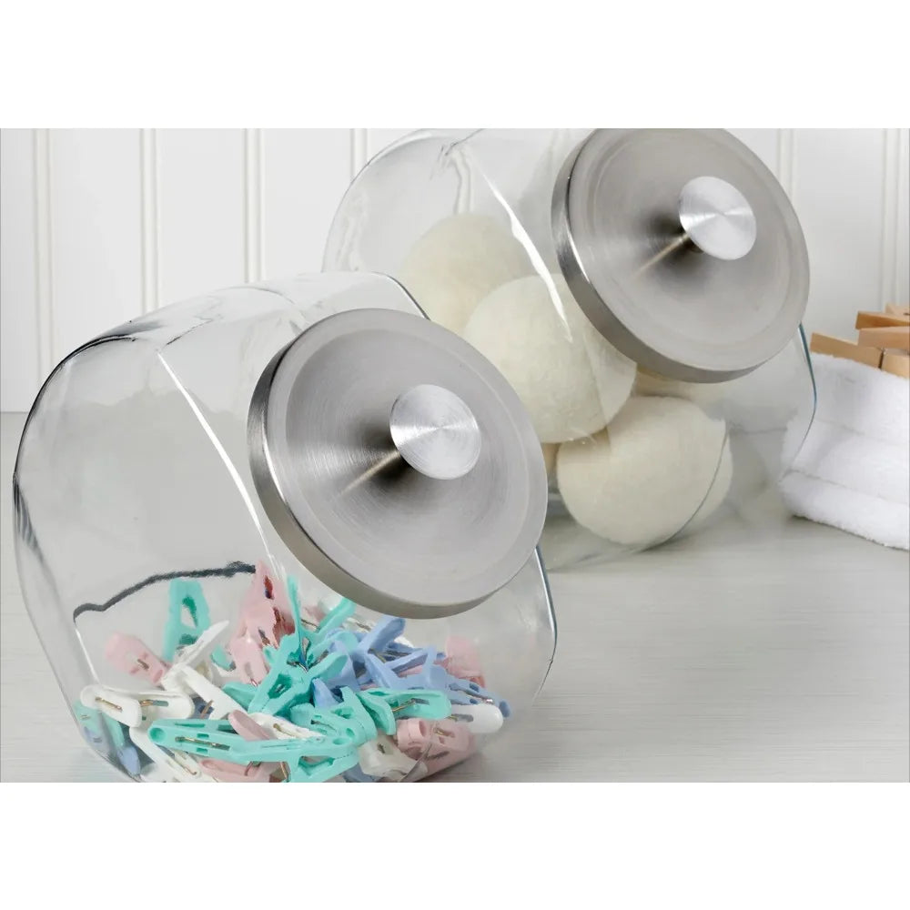 Glass Candy Jar with Silver Lid