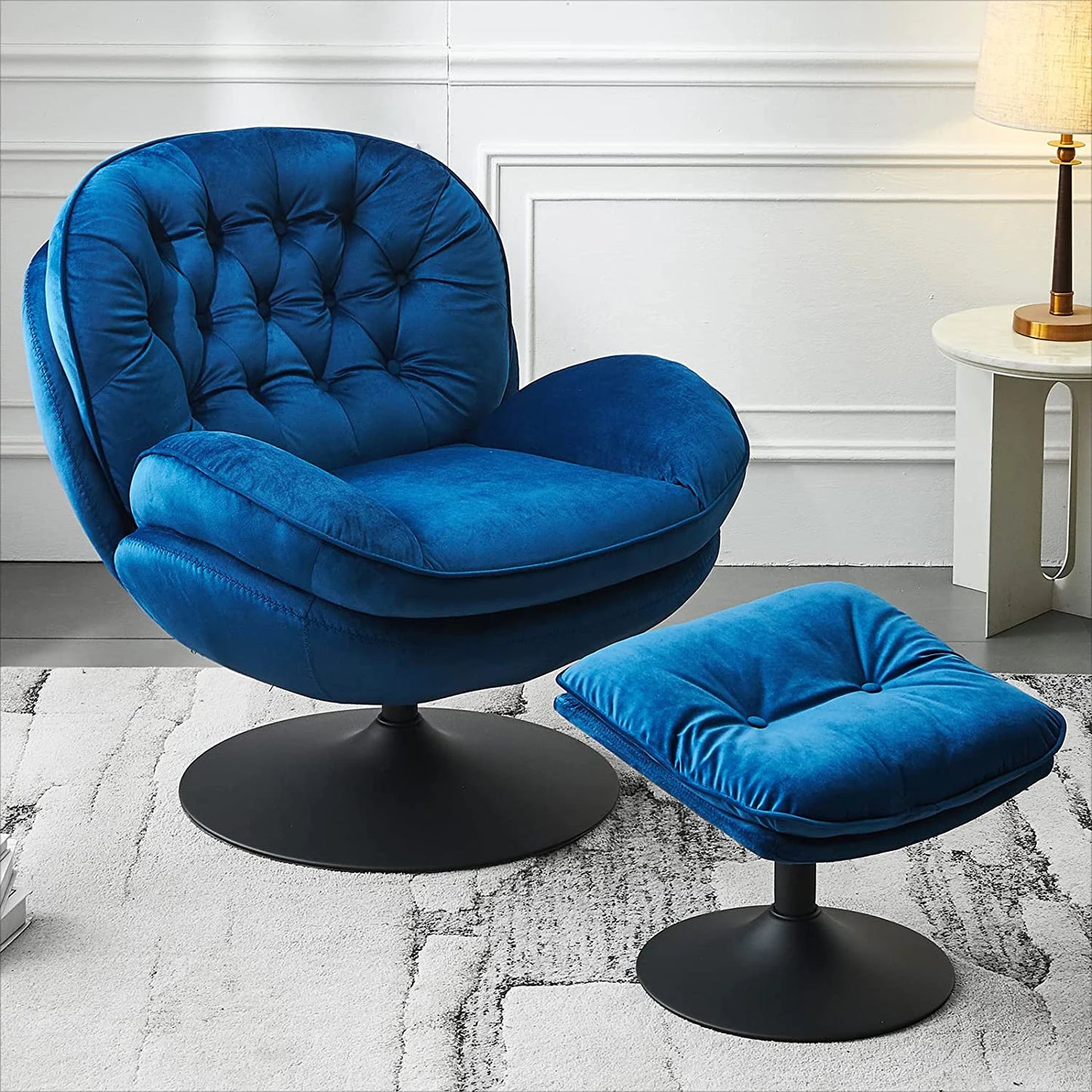 Velvet Swivel Armchair Set