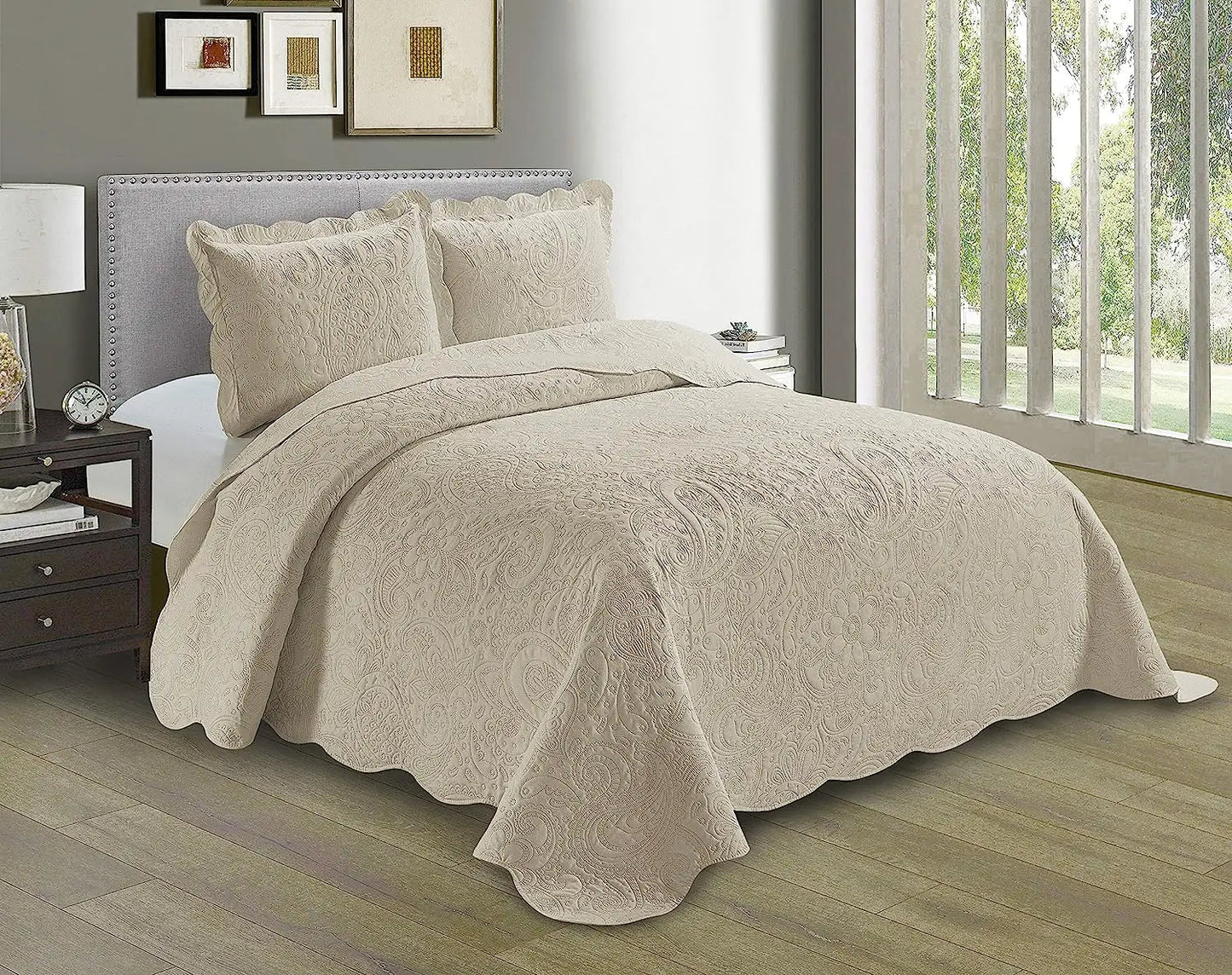 Linen Embossed Bedspread Set