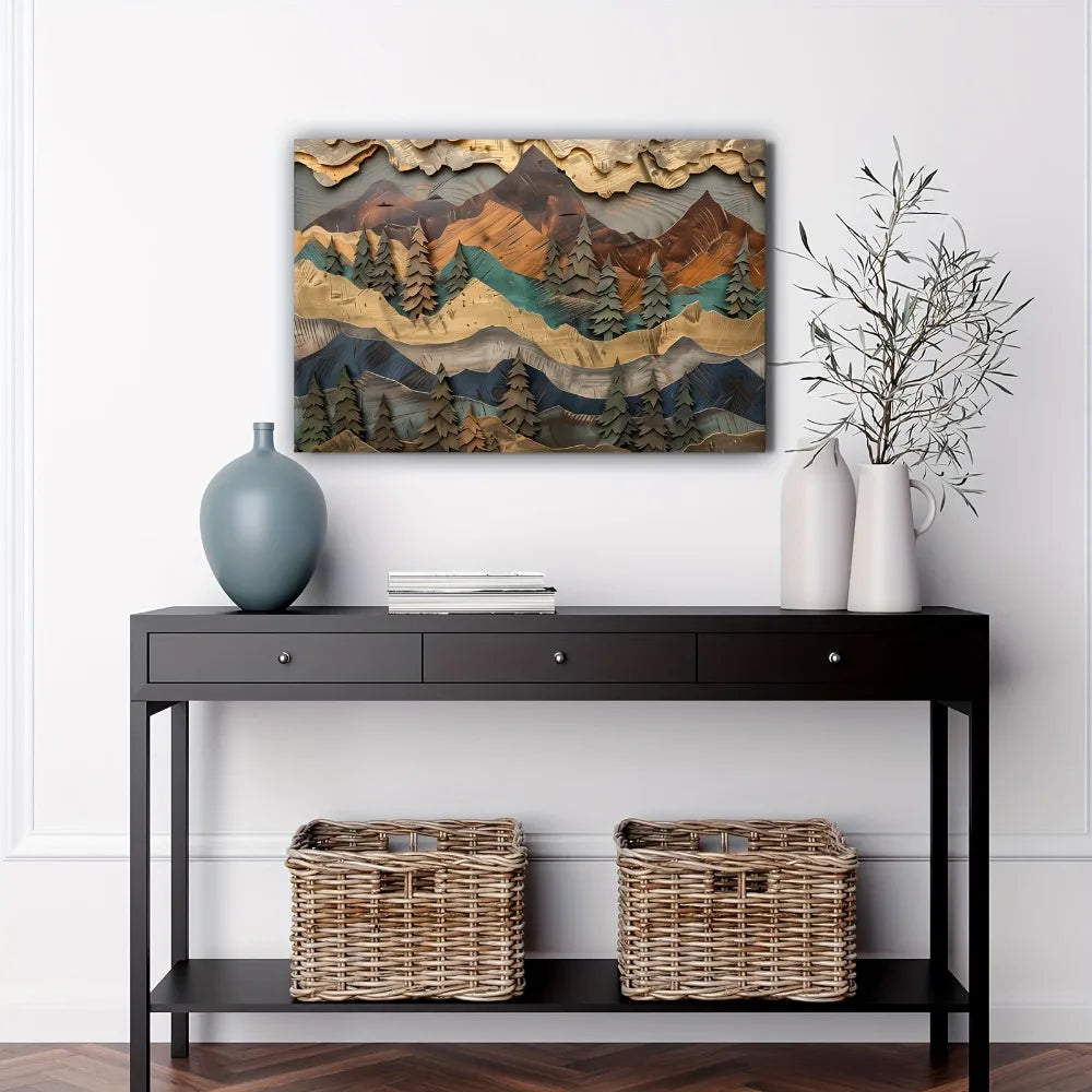 Mountain and Pine Forest Wall Art