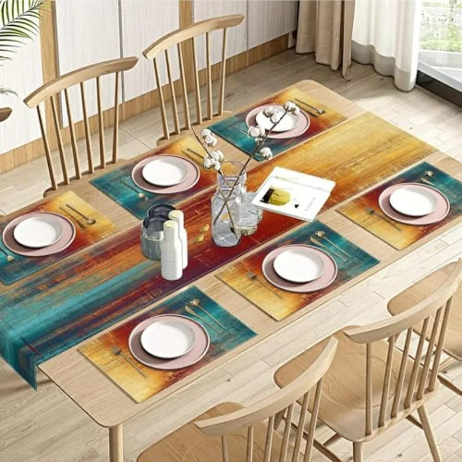 Blue Orange Table Runner Placemats
