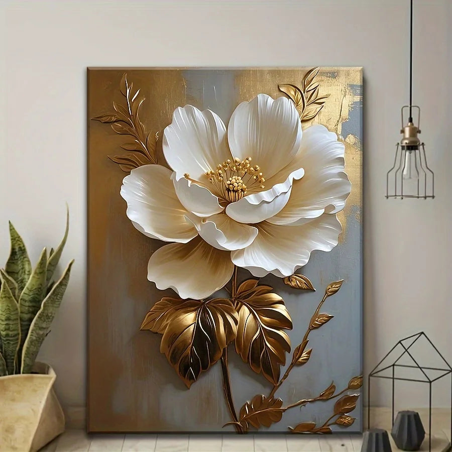 Elegant White Floral Canvas Art