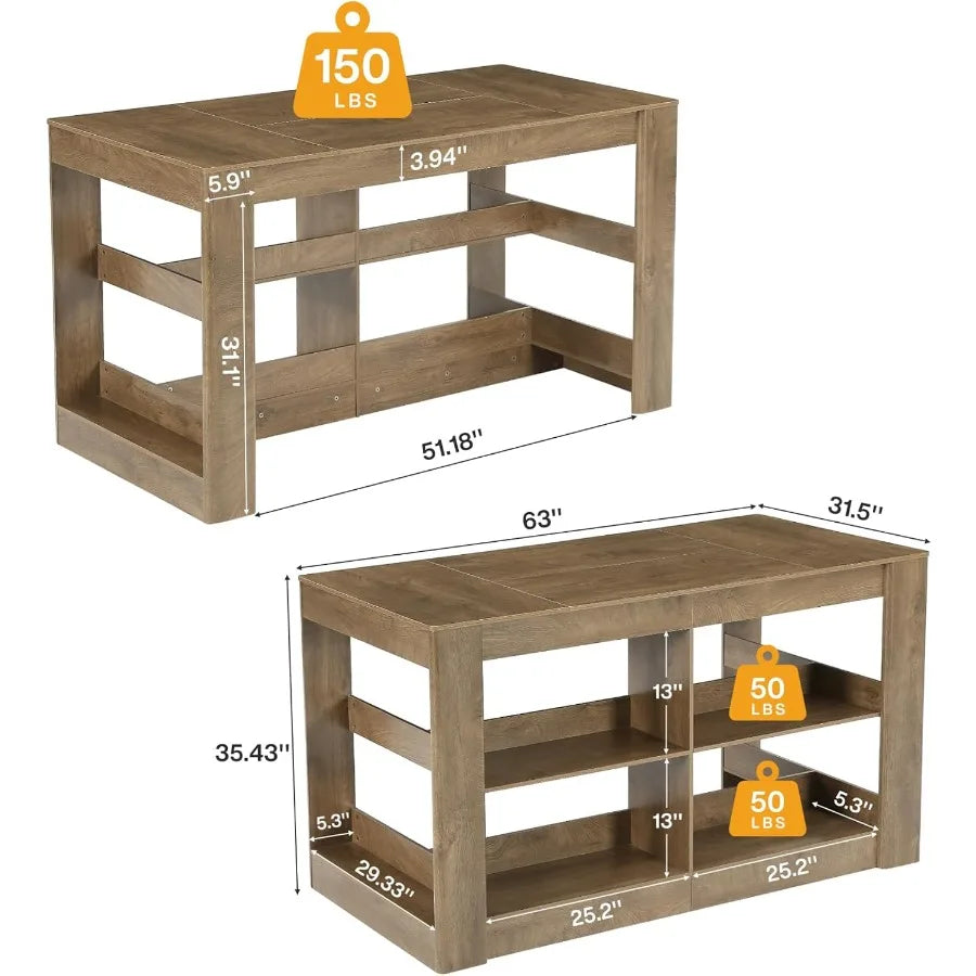 63 Inch Kitchen Island