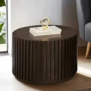 Round Wood Coffee Table for Living Room