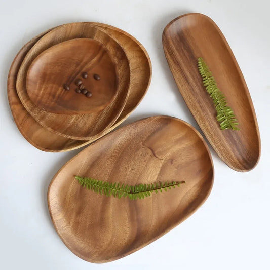 Walnut & Acacia Oval Dinner Plates