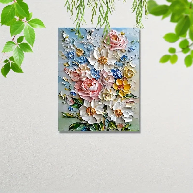 Framed Vibrant 3D Floral Canvas