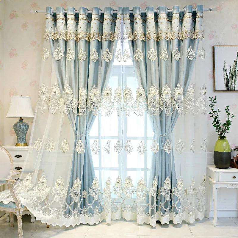 Elegant Double-Layer Curtains