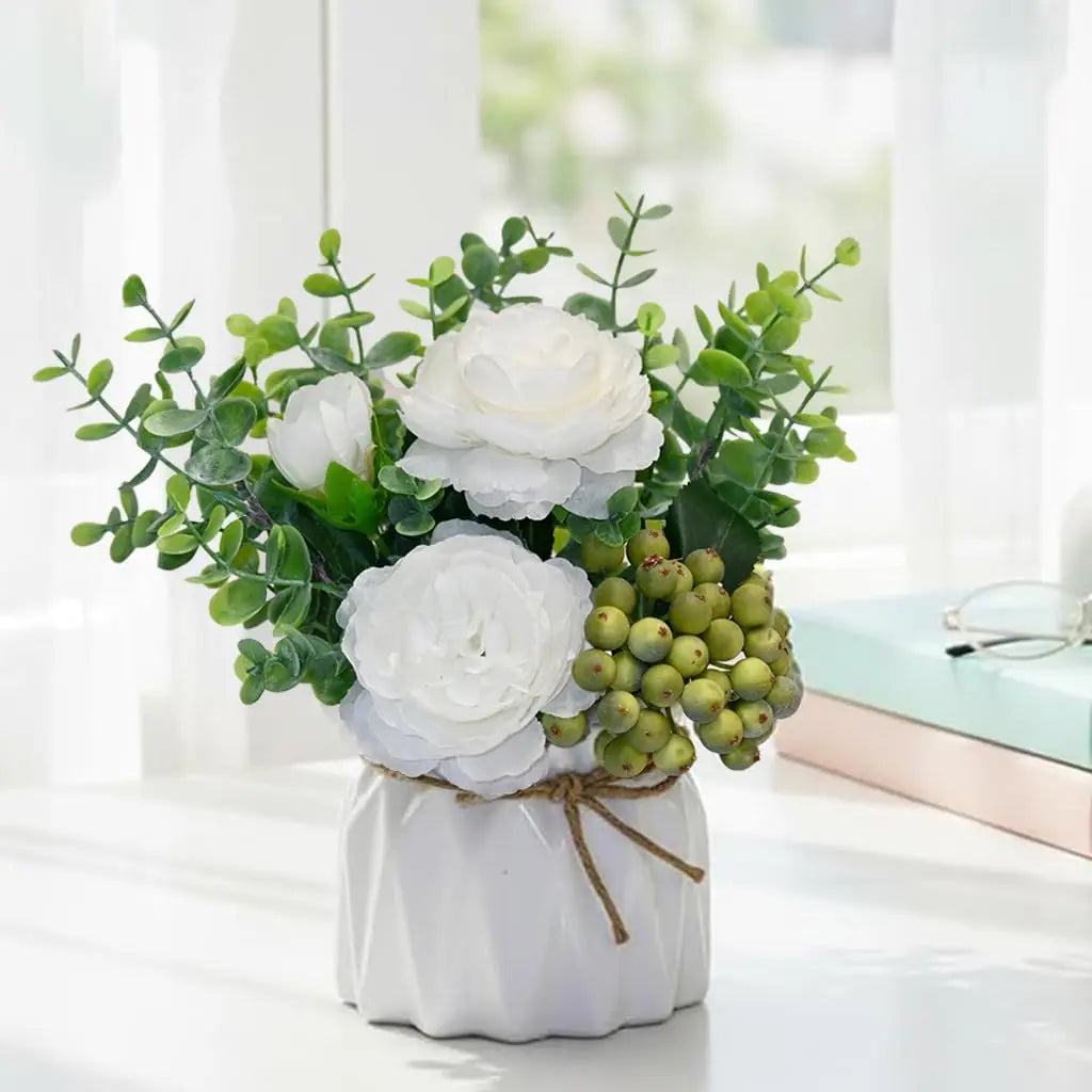 Artificial Flowers in small Ceramic Vase