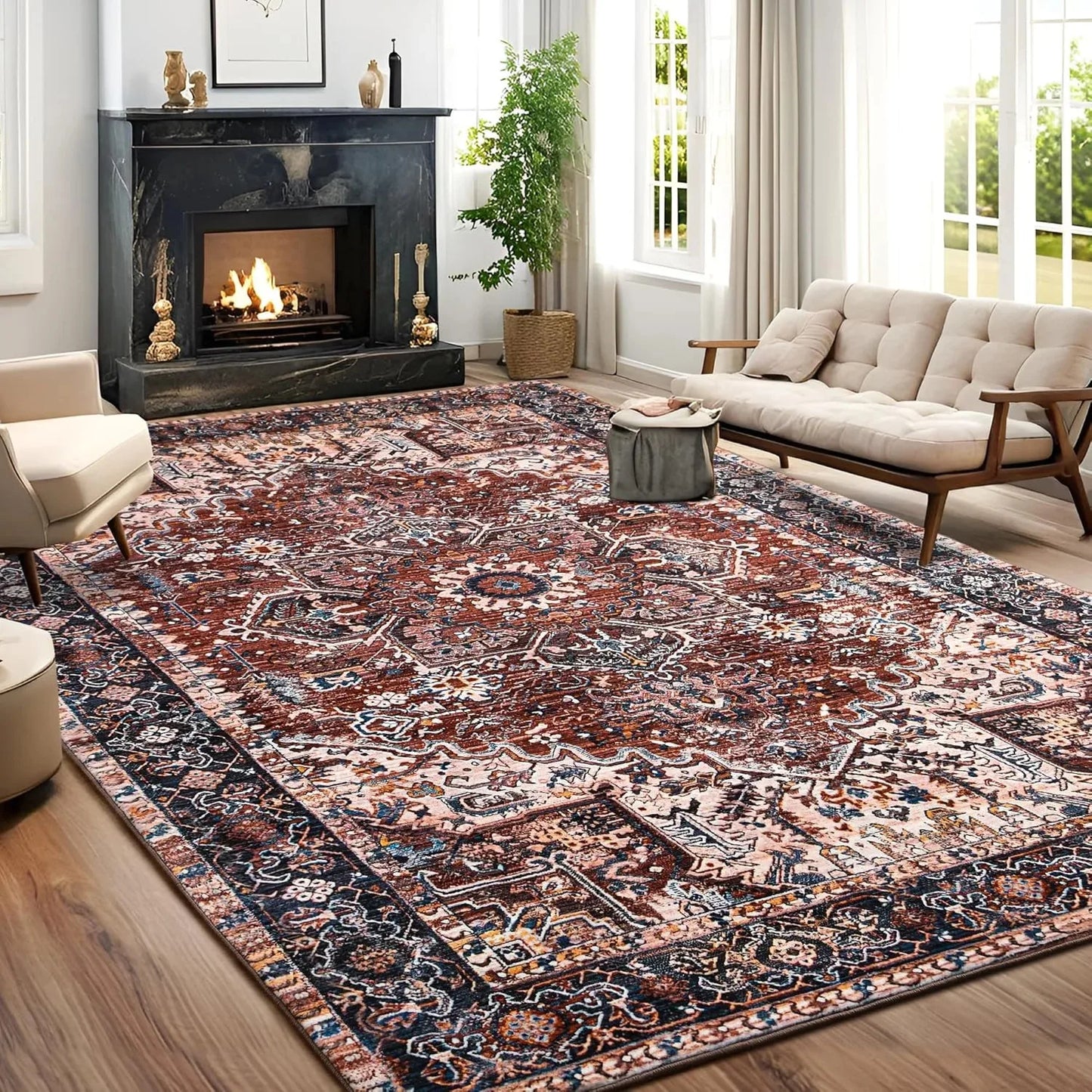 Faux Cashmere Vintage Printed Rug