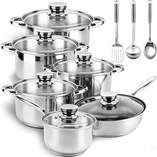 15 Piece Stainless Steel Cookware Set