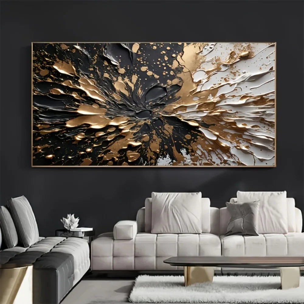 Modern abstract black gold ink splash Wall Mural