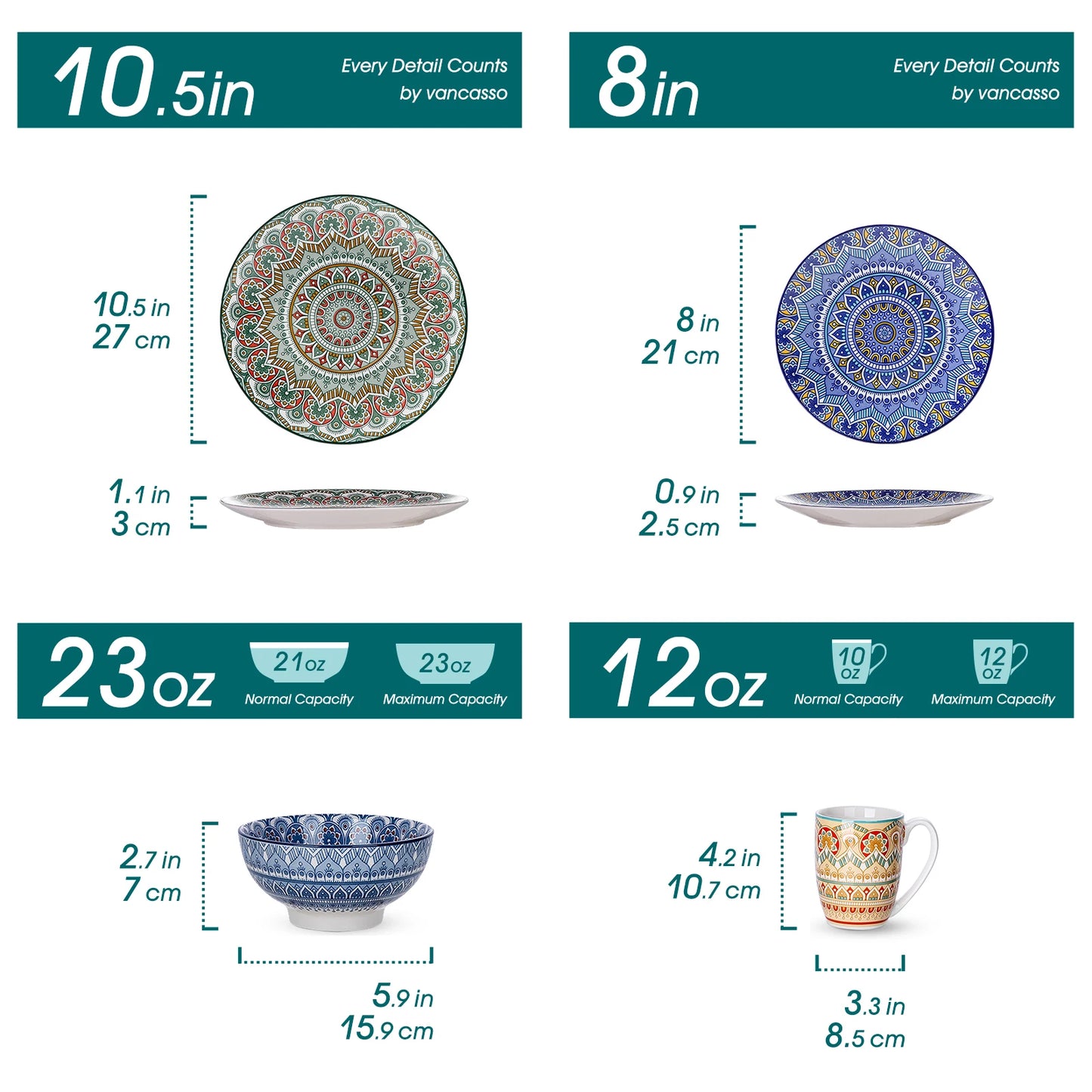 Bohemian Mandala Ceremic Dinnerware Set