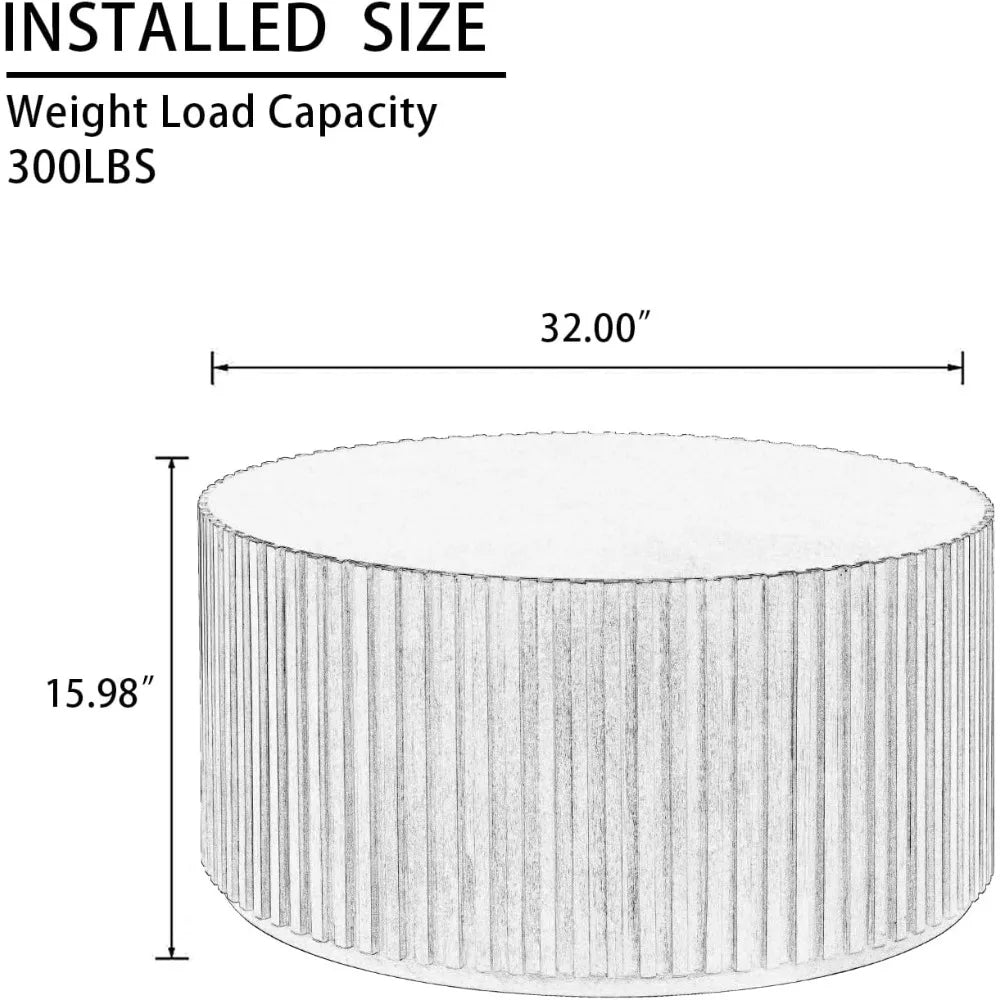 Round Wood Coffee Table for Living Room