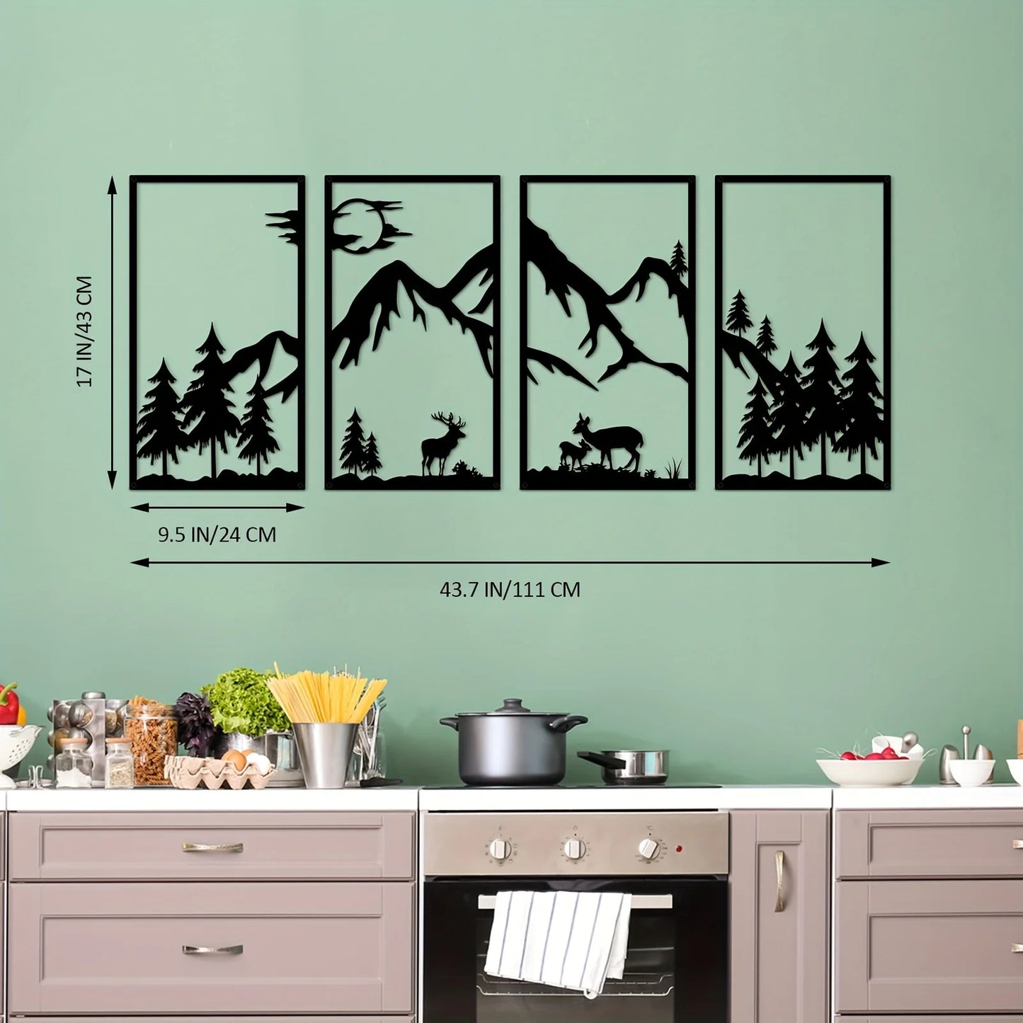 4 pieces Mountain Scene