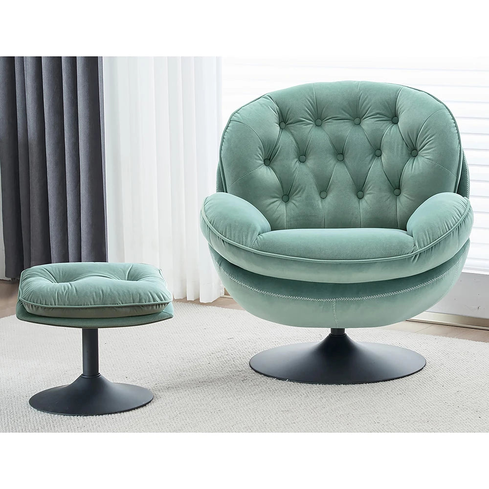 Velvet Swivel Armchair Set