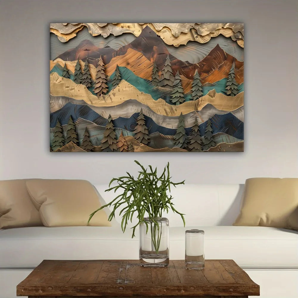 Mountain and Pine Forest Wall Art