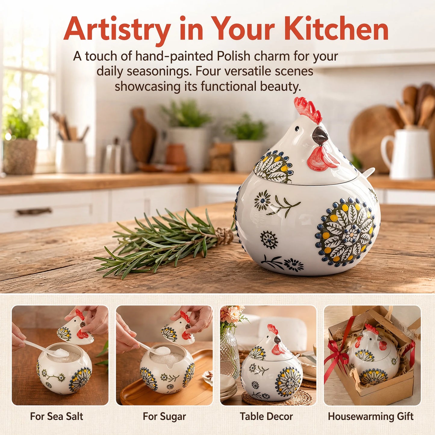13oz Farmhouse Chicken Salt Jar