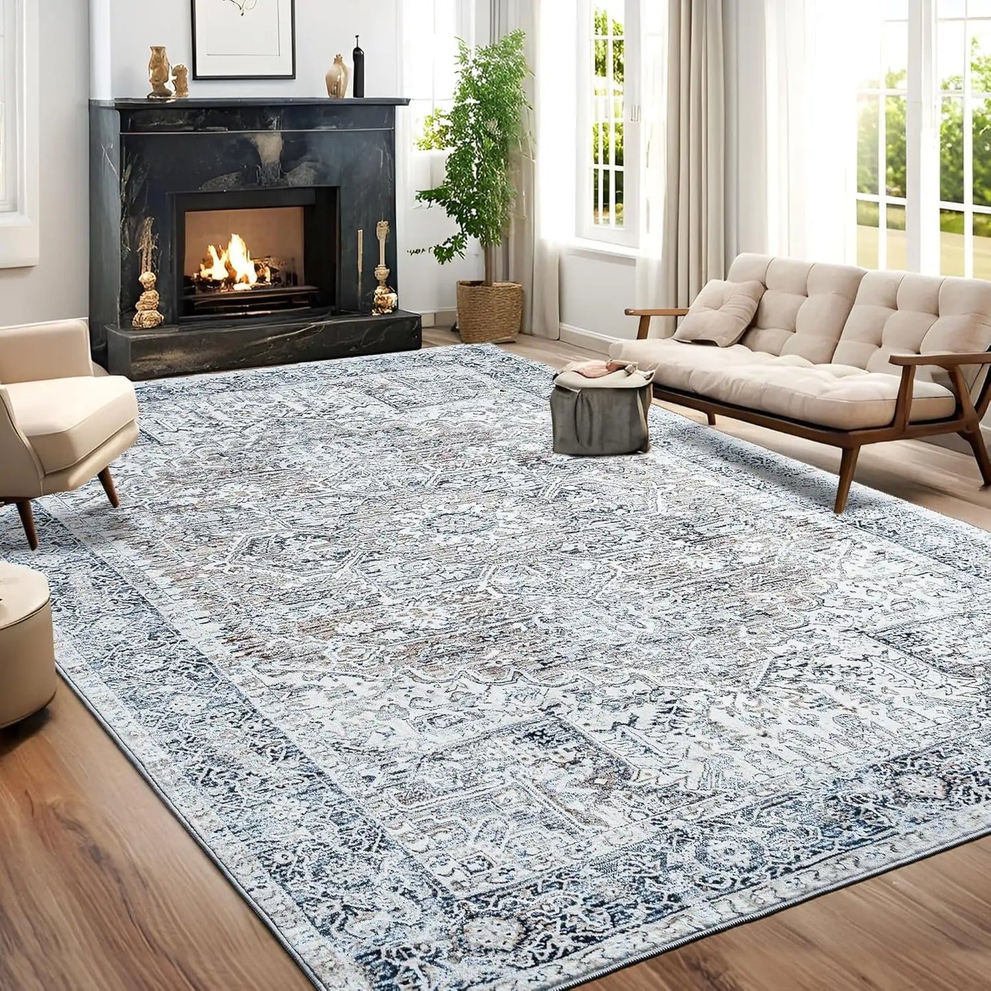 Faux Cashmere Vintage Printed Rug