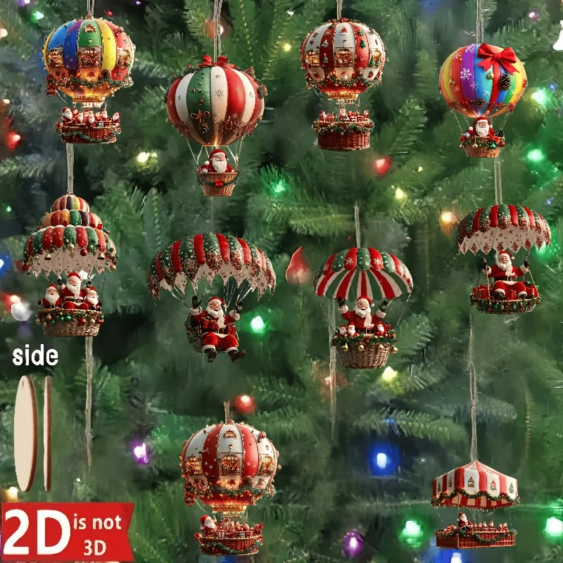 10Pcs Santa Claus Hot Air Balloon Ornament
