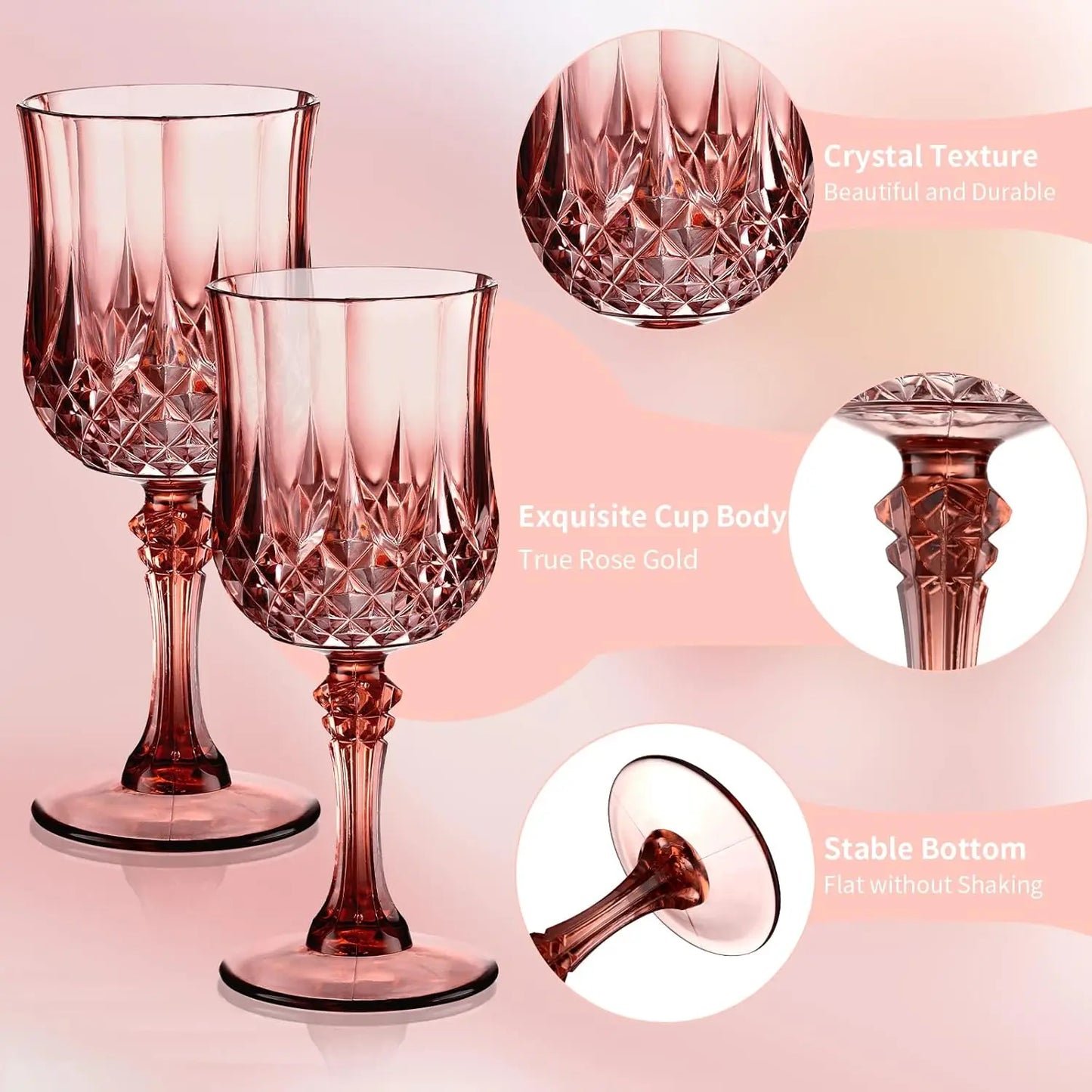 7oz Plastic Rose Gold Drinking Glasses