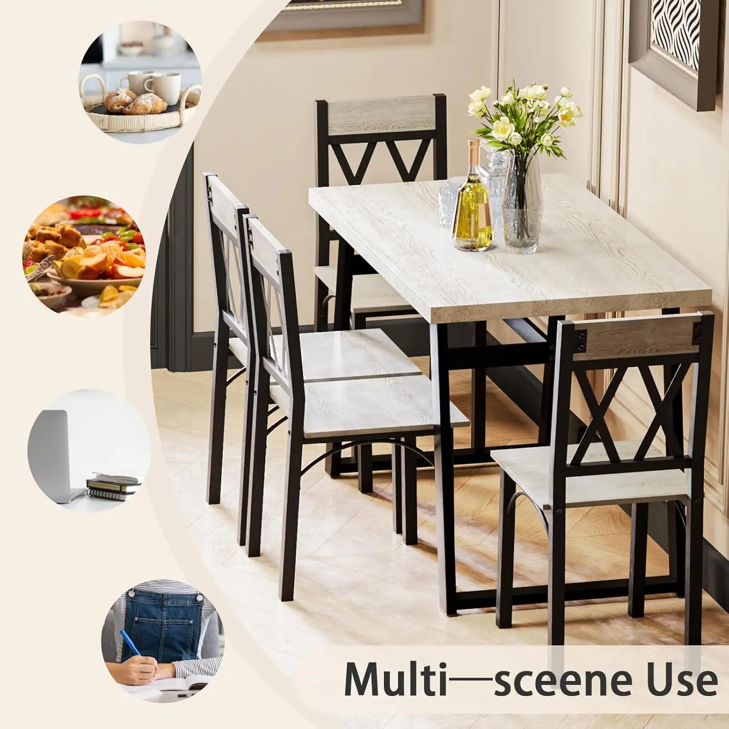 5-Piece Farmhouse Kitchen Table Set