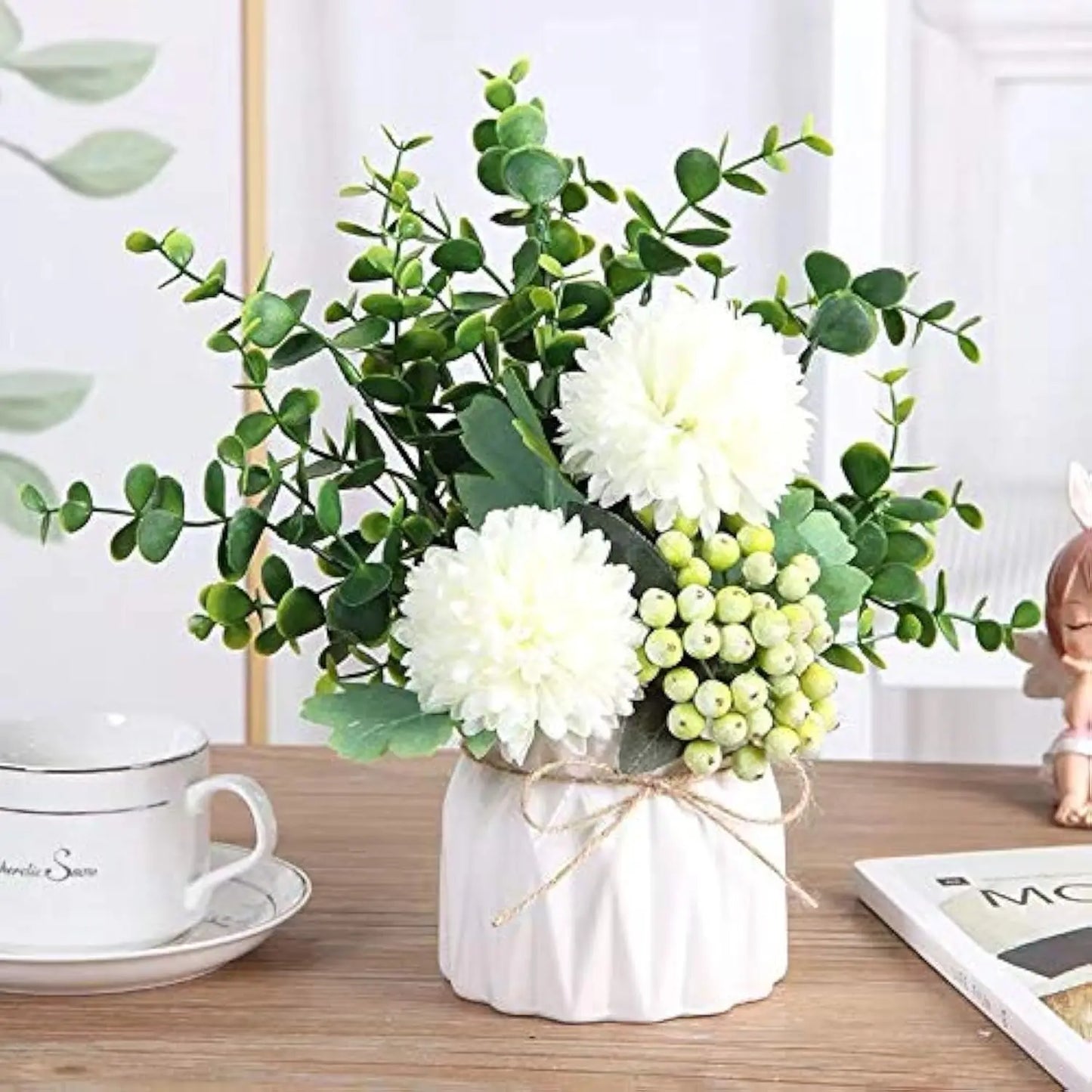 Artificial Flowers in small Ceramic Vase