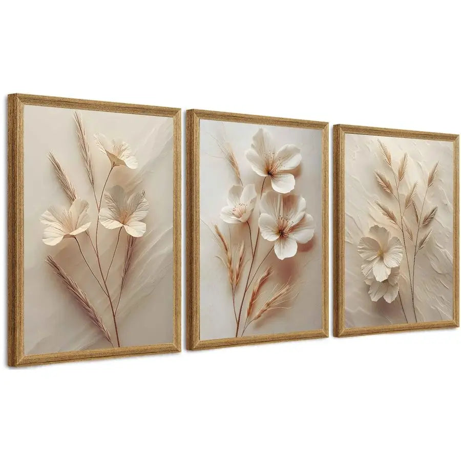 3Pcs Neutral Beige Wall Art