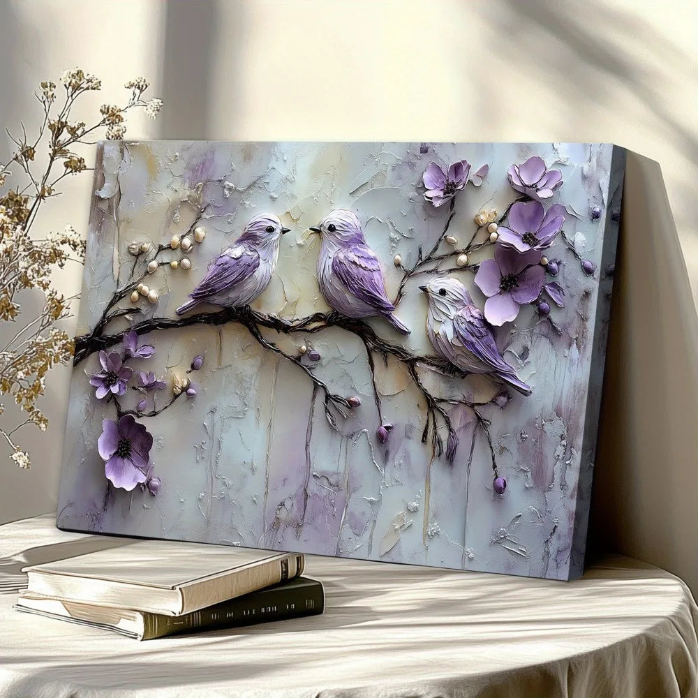 Purple Bird-Flower Painting