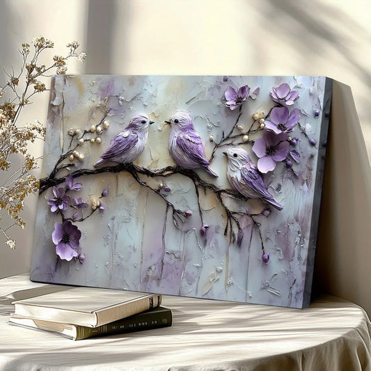 Purple Bird-Flower Painting