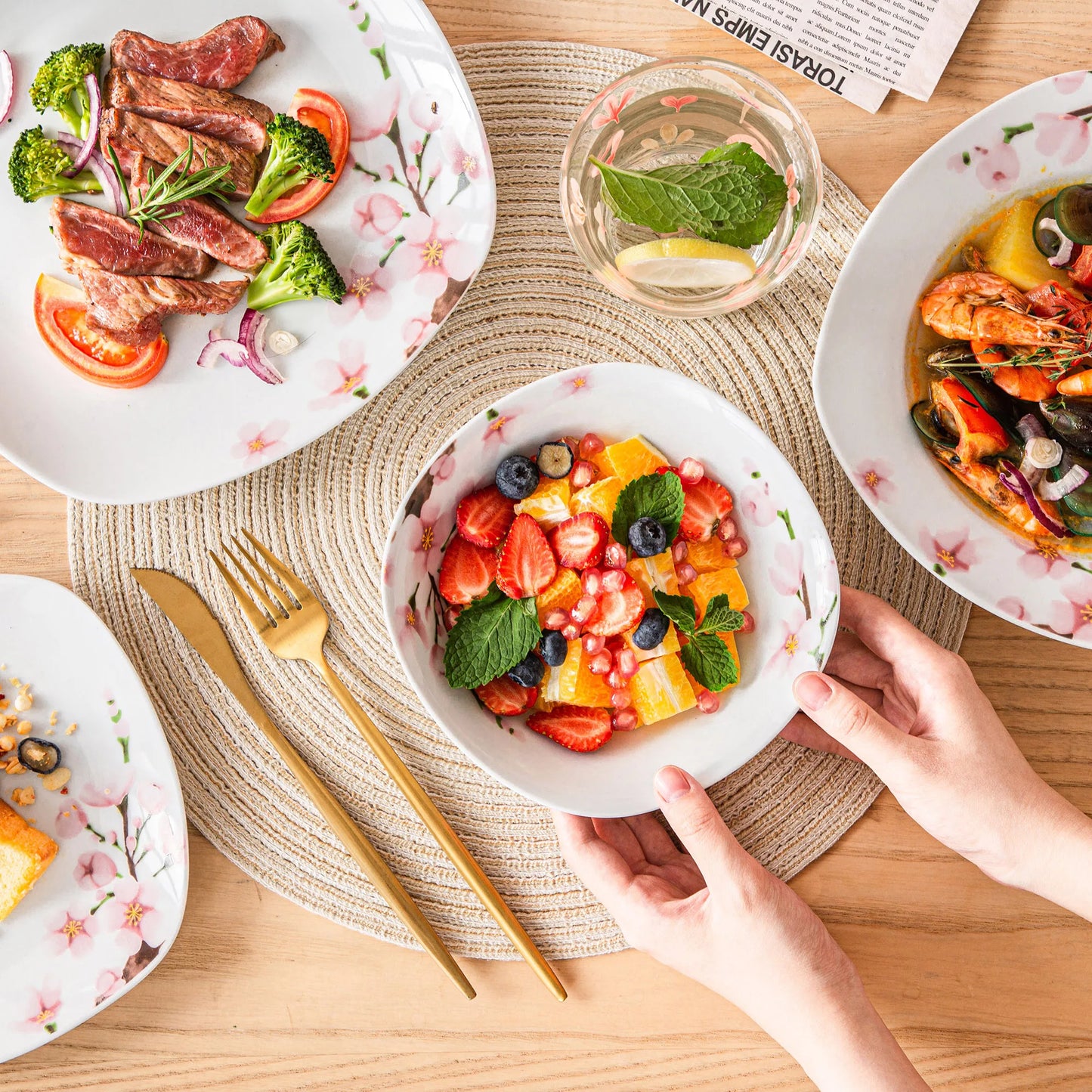 8-Piece Porcelain Ceramic Tableware