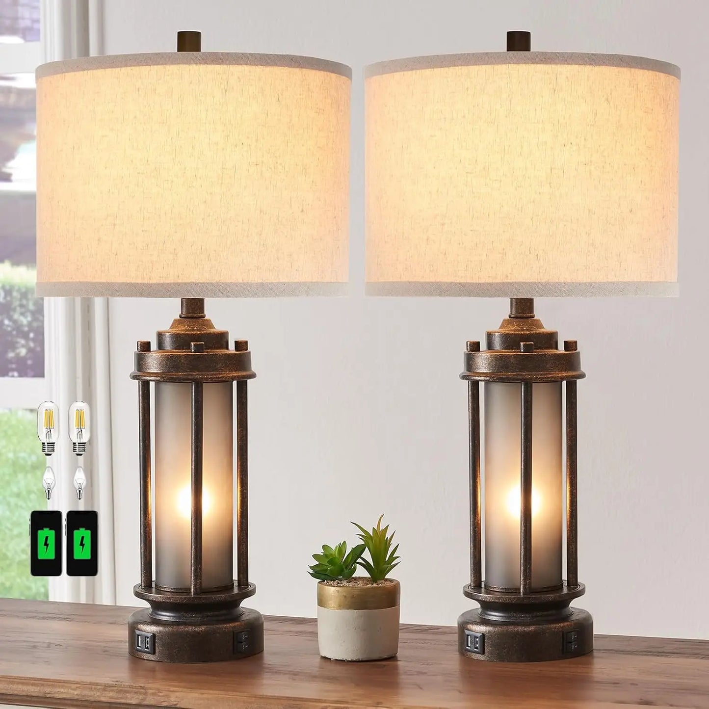 Set of 2 Farmhouse Lamps