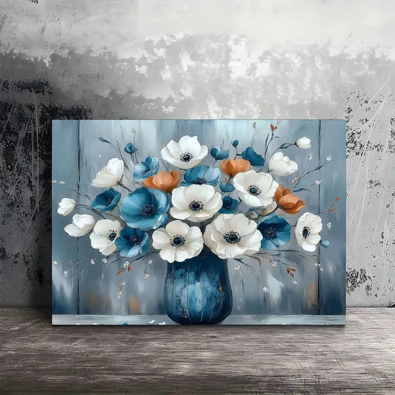 Wooden Framed Flowers in a Vase Wall Art
