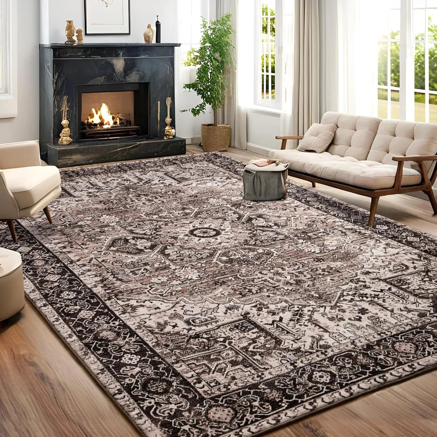 Faux Cashmere Vintage Printed Rug