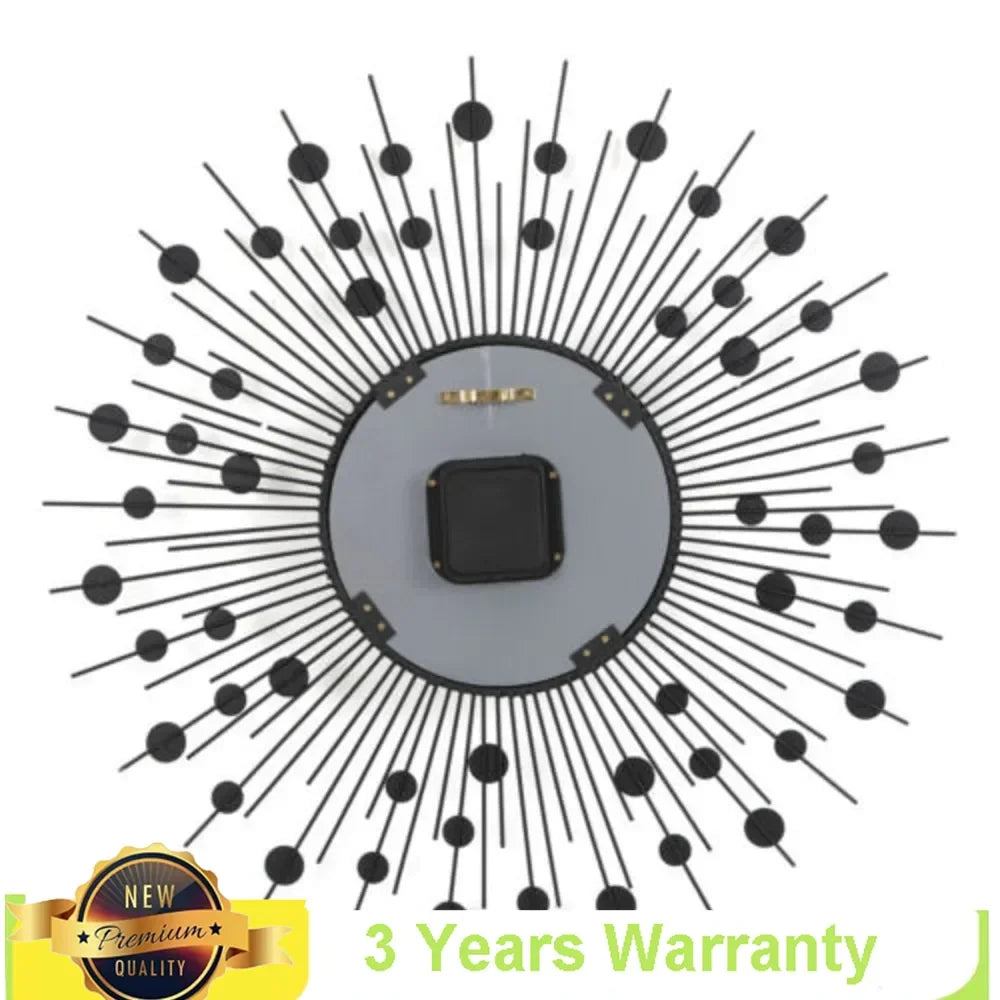 3D Large Metal Sunburst Wall Clock