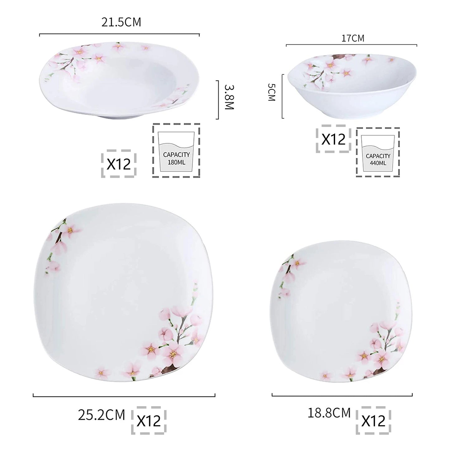 8-Piece Porcelain Ceramic Tableware