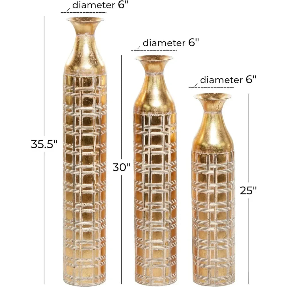 Gold Flower Vases Set of 3