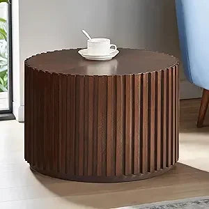 Round Wood Coffee Table for Living Room