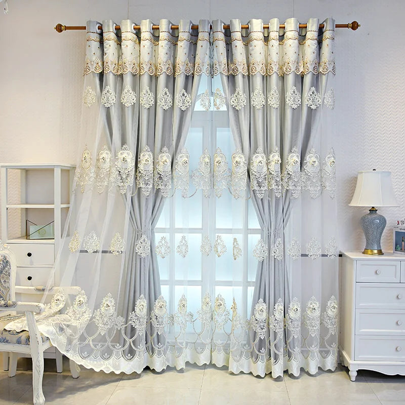 Elegant Double-Layer Curtains