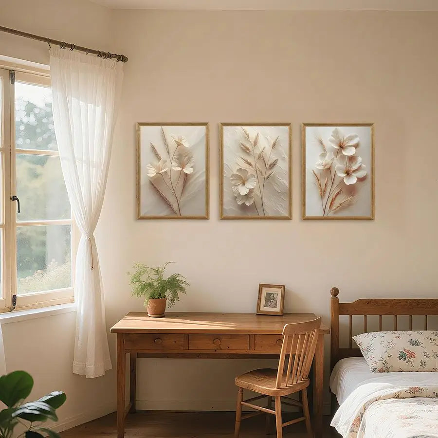 3Pcs Neutral Beige Wall Art