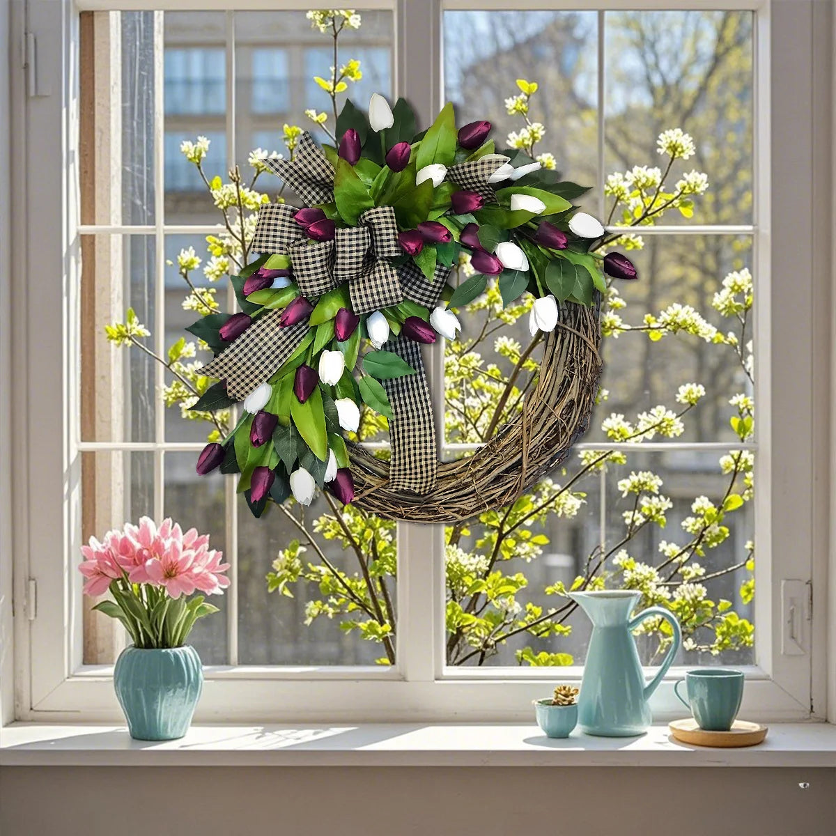 Tulip Wreath for Front Door