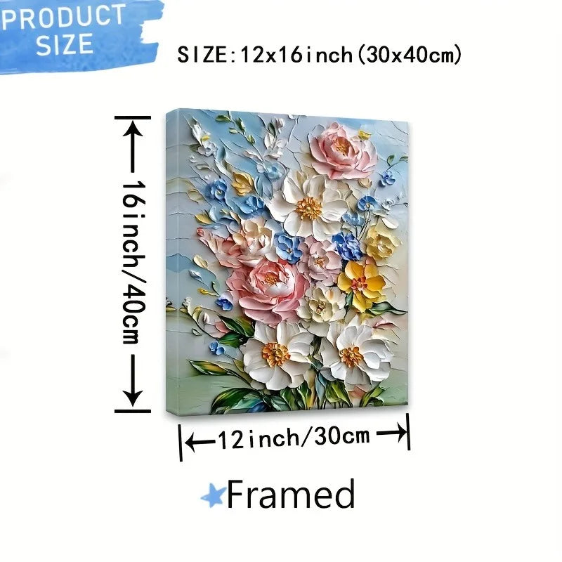 Framed Vibrant 3D Floral Canvas