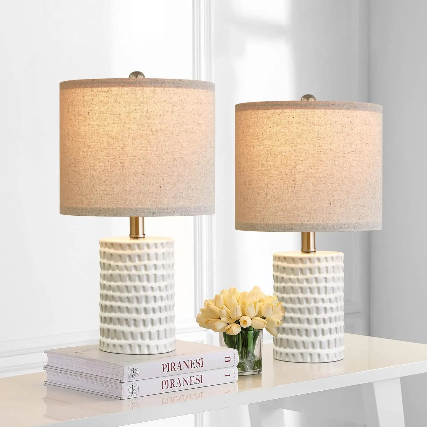 Modern Accent Ceramic Table Lamp Set of 2