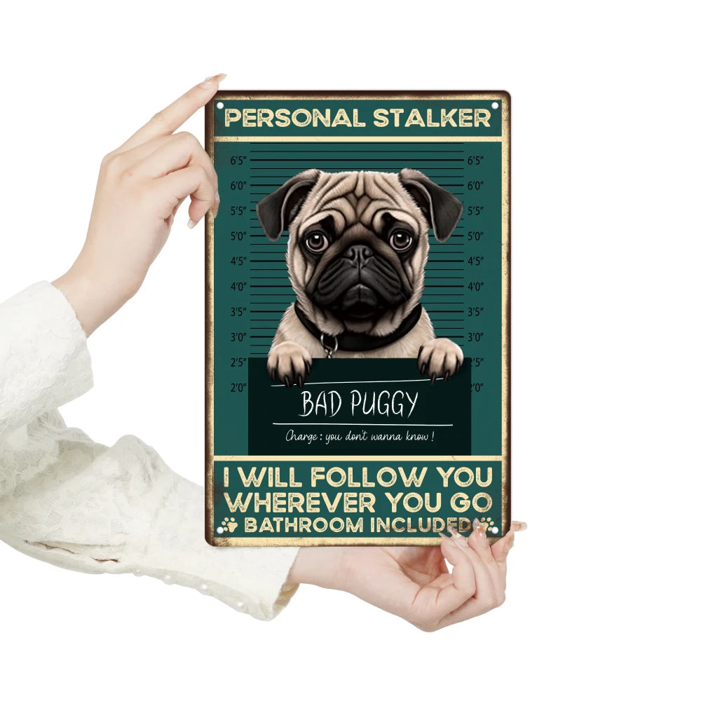 Pug Dog Vintage Metal Tin Sign