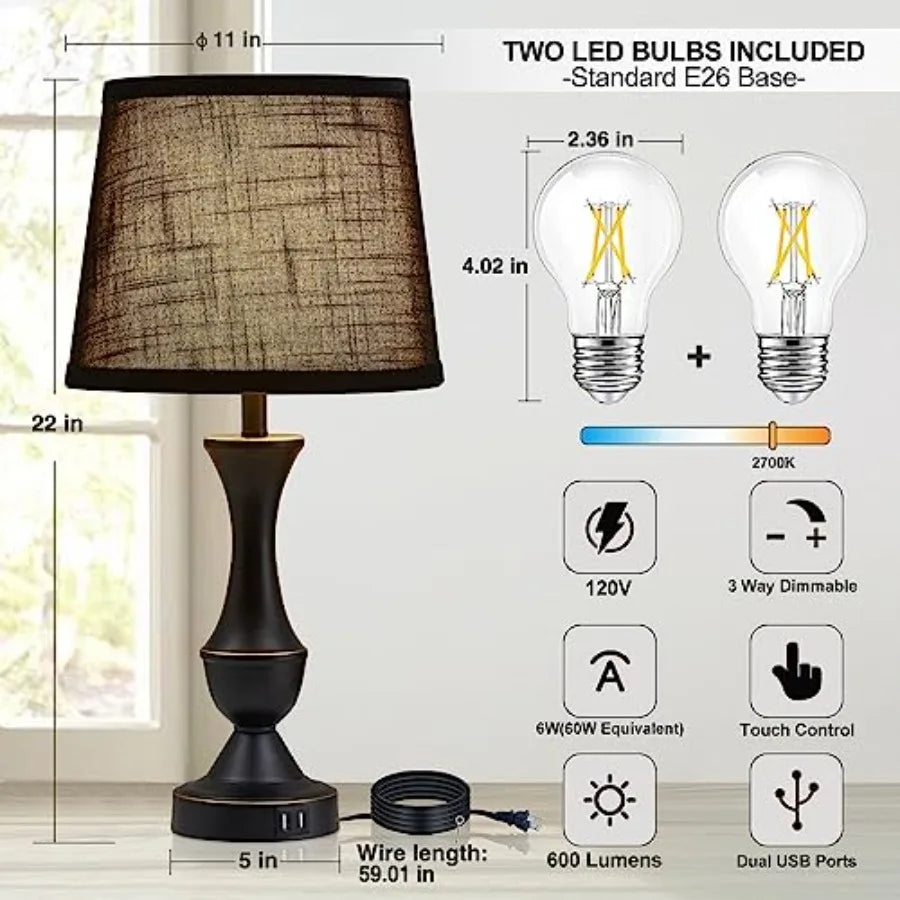 Touch Table Lamps Set of 2