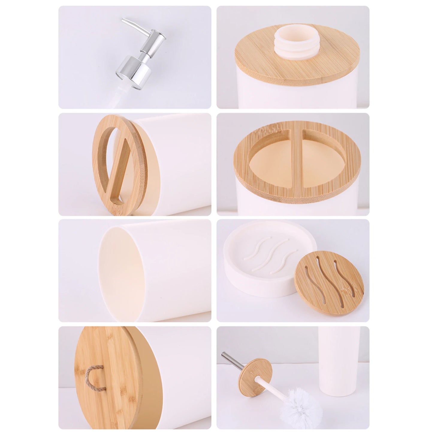 6PCS  Bamboo Bathroom Kit